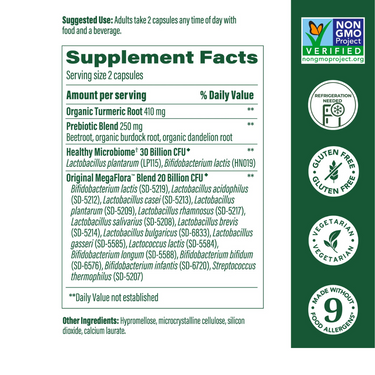 MegaFlora Probiotic + Prebiotic with Turmeric